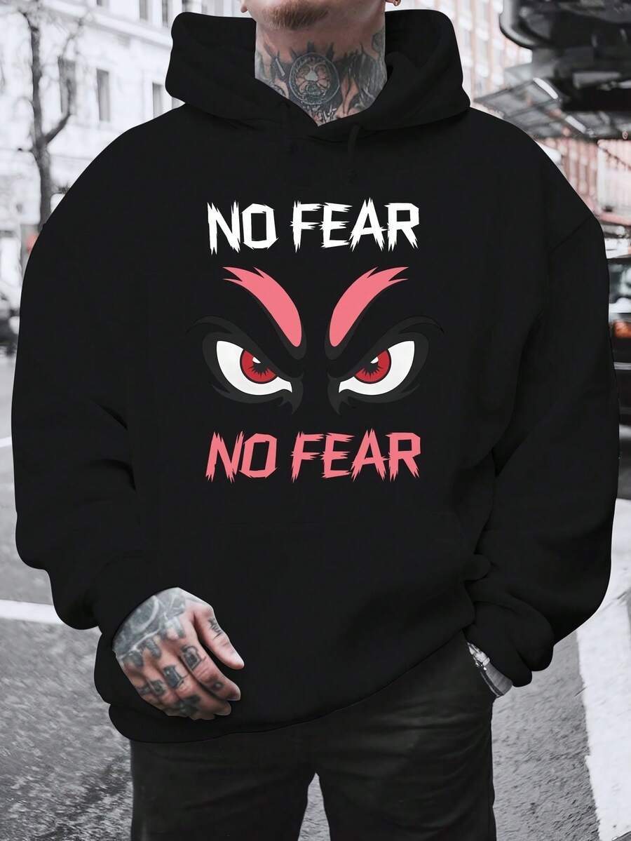 No Fear Youth Herbst- und Winter-Plüschpullover, Herrenbekleidung, Hoodie, Amerikanische Mode, Bedrucktes Oberteil, Geschenk füränner - Schwarz - Übersicht 1