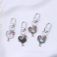 1pc Metal Chick Keychain House Enamel Hen Keychains Lovely Animal Key Chain Gift For Friend - Multicolor - View 3