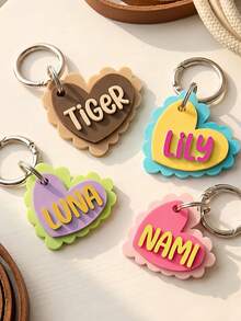 4*4cm Personalized Heart Pet ID Tag: Custom Acrylic Dog, Cat, Rabbit Name Tag - Multicolor - View 10