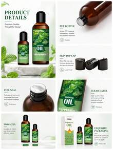 1pc 100ml/3.4 Fl Oz Mint Essential Oil, 30ml/1.0 Fl Oz Long-Lasting Fragrance, Suitable For DIY, Aromatherapy, Humidifier, Reed Diffuser, Candle Making, Scented Crystals, Father's Day Gift - Peppermint Essential Oil - View 6
