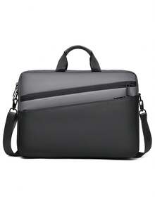 Sac pour ordinateur portable 17 pouces, sac à bandoulière d'affaires portable à grande capacité, sac à main à une seule épaule, mallette - Gris 17,3 pouces - Voir 9
