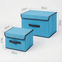 2 Foldable Fabric Organizer Boxes With Lids Home Clothing - Blue - View 2