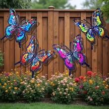 4pcs Colorful Butterfly Metal Wall Decor, Outdoor Garden Yard Fence Hanging Ornament, Weather-Resistant, 3D Art Wall Decoration, Patio Balcony Accent, Housewarming Gift, Vibrant Colors, Suitable For Lawn, Backyard, Wall, Easy Installation, Exquisite Craftsmanship, Adds Natural Vitality, Ideal Gardening Gift - Multicolor - View 8