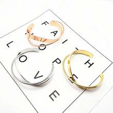 Nueva Pulsera Abierta Coreana de Doble Capa con Diseño Geométrico Irregular de Onda Cruzada para Mujeres y Niñas, Accesorios para Fiestas - Dorado - Ver 7