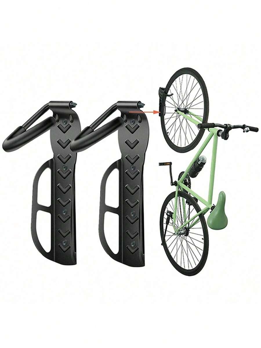 TOSUOD Wall-Mounted Bicycle Support Rack, Home Wall-Mounted Bike Hanger, Heavy Duty And Stable Bicycle Hanging Rack, Space-Saving Indoor Storage Parking Stand, Compatible With Mountain Bikes, Road Bikes, Folding Bikes, Easy Installation Non-Slip Wall Mount, Garage, Balcony, Hallway Bicycle Organization Accessory For Cycling Enthusiasts - Black - View 1