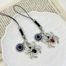 1pc Rhinestone Spider Personalized Sweet & Cool Phone Chain Charm, Creative Couple Style, Universal Smartphone, Personalized Pendant CCD Camera Keychain, Cute Style Phone Chain - Multicolor - View 5