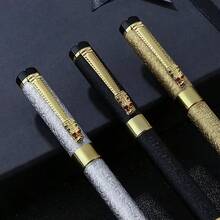 Bộ quà tặng 3 bút máy vòi kim loại - Ba cỡ ngòi 0.38mm/0.5mm/1.0mm, kèm 20 túi mực đen thay thế, viết trơn tru không bị ngắt quãng, mực ra đều, thích hợp cho văn phòng, học tập và các dịp kinh doanh, một món quà tuyệt vời. - Bộ - Xem 7
