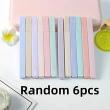 [Customized] 6/12pcs Soft Fluorescent Highlighter Set - Random Colors, Flat Tip Design, No Smudging, No Leaking, Plastic Material - Suitable For Journaling, Office Work And Professional Use, Perfect For Back To School Season - Multicolor - View 9