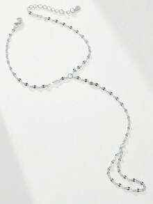 1pc S925 Sterling Silver Minimalist Shimmering Tassel Finger Chain Bracelet For Women, Elegant & Fashionable, Travel Vacation Vibe, Layering Bracelet, Niche Tassel Design, & Versatile - Chain - View 7