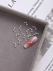 36pcs Nail Charms Nails Nail Supplies Summer Sky Connected Stars Gold Silver White K Nail Charms,Simple And Luxurious French Metal Nail Supplies Valentine's Day, Shiny Rhinestones Nail Gems,Suitable For Multi-Functional DIY Accessories Nail Decoration - Multicolor - View 4