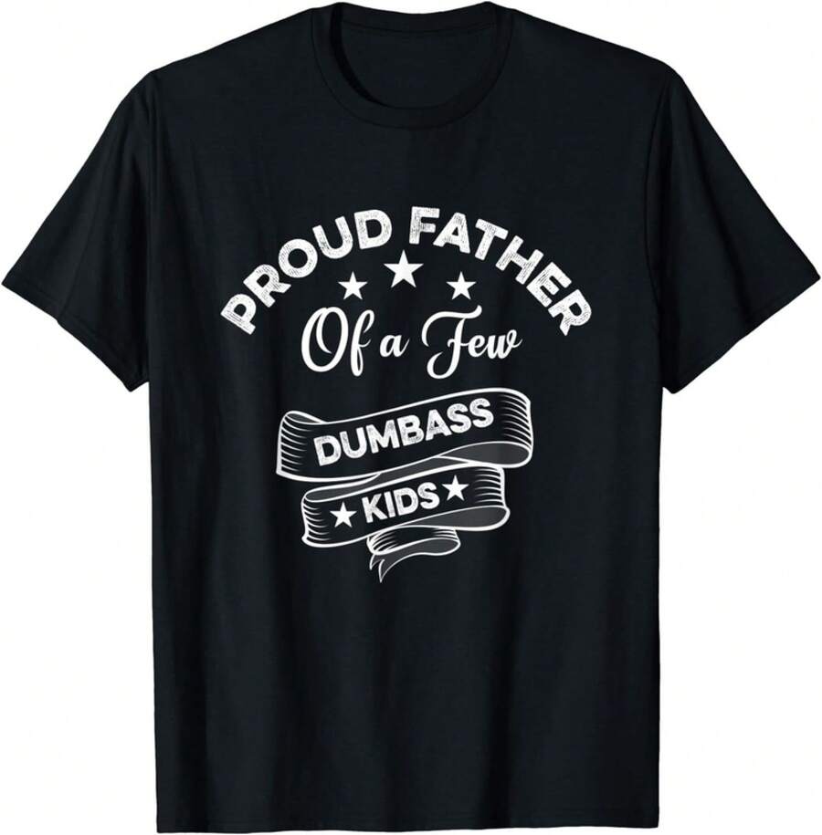 Proud Father Of A Couple Kids Funny Father3;S Day Gift Unisex T-Shirt - 黑色 - 查看 1