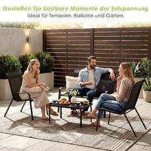 4-Piece Garden Furniture Set For 4 People, Outdoor Seating Group With 1 Garden Bench, 2 Chairs & 1 Glass Table, Weatherproof Textilene, Modern Lounge Balcony Furniture For Small Balconies & Terraces - 黑色 - 查看 2