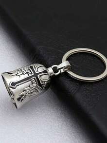 1pc Casual Street Style Bell & Cross Pendant Keychain, Punk Retro Motorcycle Wing Design Unisex - Multicolor - View 8