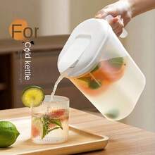1pc Large Capacity Water Pitcher With Handle, Cold And Hot Water Jug, Airtight Beverage Container For Refrigerator, Coffee Pot, Home Juice And Tea Infuser, Suitable For Home Kitchen, Refrigerator Storage, Water Storage In Various Occasions - Clear - View 1