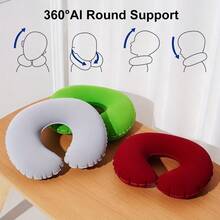 2pcs U-Shaped Inflatable Travel Pillows, Soft PVC Portable Neck Pillow, Lightweight Foldable Inflatable Pillow Suitable For Airplane, Car, Outdoor Camping, Travel, Providing Comfortable Neck Support. - A - View 3
