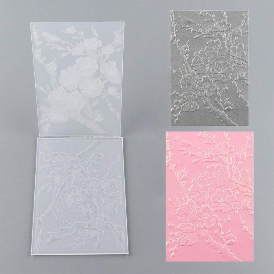 1pc 3D Embossed Folder, DIY Scrapbook Supplies, Floral Pattern Plastic Embossed Folder, Suitable For Card Making, Scrapbooking And Other Paper Craft Creations - Multicolor - View 1