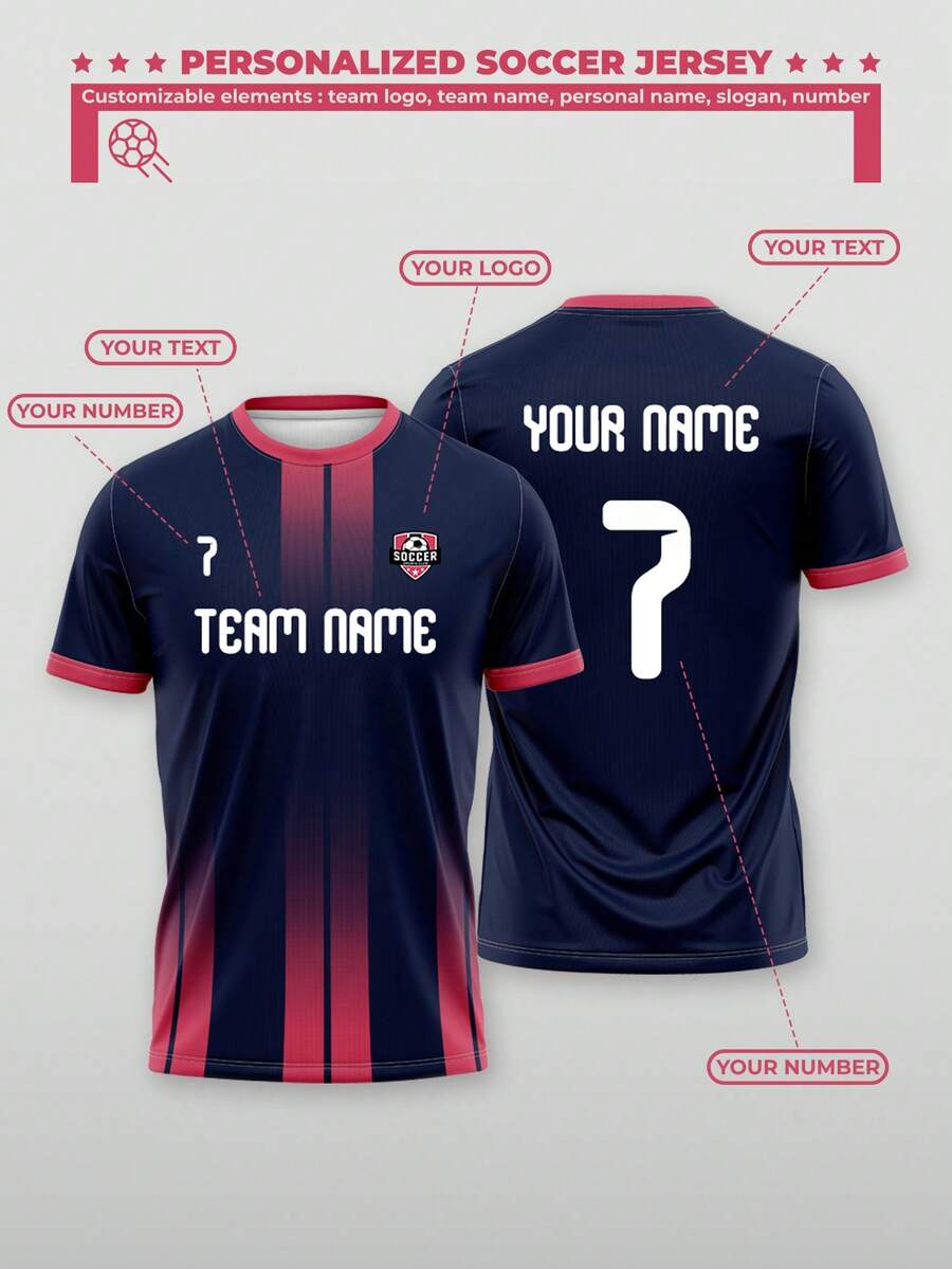 1 Stück maßgeschneidertes Fußballtrikot für die Saison 2026, Muster in Königsblau. Geeignet für Outdoor-Sport, Fußballspiele und Fußballschauen. Der Textinhalt zum Hochladen ist: Individuelles Sommer-T-Shirt, sehr gut geeignet als Urlaubsgeschenk. Dies sind T-Shirts und Shorts mit personalisierten, bequemen, lässigen und entspannten Stilen. - Königsblau - Übersicht 1