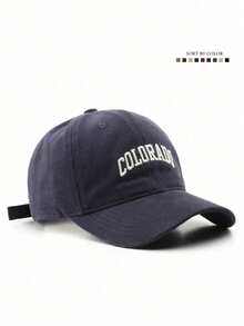1 pieza Gorra de béisbol vintage con letra bordada, visera ajustable, adecuada para el desplazamiento diario de los estudiantes, uso en todas las estaciones - Multicolor - Ver 8