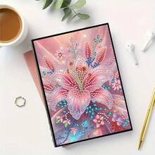 1 Set 5D DIY Diamond Painting Notebook, Floral Pattern Diamond Art Notebook Kit, Suitable For Handmade Creative Gift - BJ078 - View 7