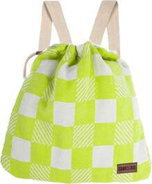Starlit Beach Towel Bag - 2-In-1 Convertible, Quick Dry, Sand Resistant Towel With Built-In Zipper Pocket - Compact & Lightweight For Beach, Pool, Gym & Travel - Turkish Organic Cotton - Checker Lime - View 1