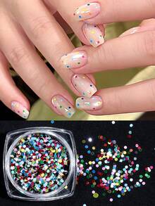 2pcs Colorful Nail Sequins Mini Round Sequins Polka Dot Nail Art Design Y2K Cute And Charming Nail Decoration Nail Salon Accessories Nail Supplies DIY Nail Charms - Multicolor - View 1