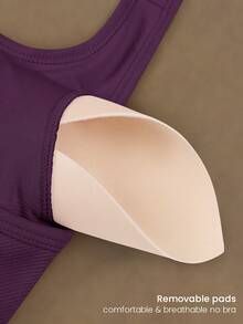 VVX Áo tank top yoga thể thao nữ cổ yếm, đệm ngực tháo rời, hở lưng quyến rũ, phong cách Y2K, thoải mái, thoáng khí, màu trơn, chất mềm, mặc tập gym và thường ngày, phù hợp mọi mùa - Bold Plum - Xem 8