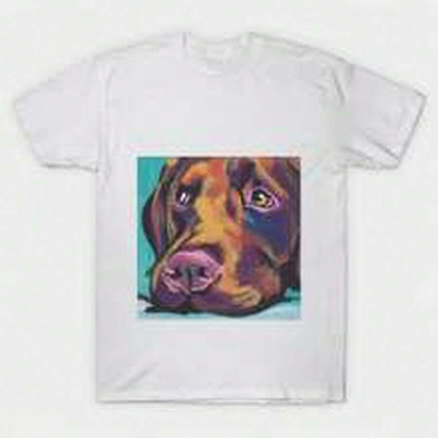 Chocolate  Retriever Dog Bright Colorful Pop Dog Art T-S1Hirt 100% Cotton Uni T-S1Hirt - PI1Um C1Asual And Comfortable Fit - Blanco - Ver 1