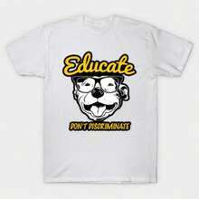EduC1Ate Your Pitbull T-S1Hirt 100% Cotton Uni T-S1Hirt - PI1Um C1Asual And Comfortable Fit - Blanco - Ver 1