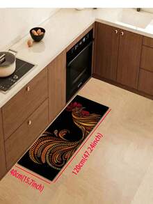 1/2 piezas Alfombra y Tapete de Cocina con Gallo, Alfombra de Cocina con Gallo de Granja, Tapete de Cocina con Pollo Negro para Fregadero, Decoración de Cocina Campestre - Multicolor - Ver 17