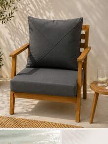 Special Stitched Cushion Set For Rattan Garden & Balcony Chairs – 2 Pieces Seat & Back Cushion Set 50x50x7 50x50 - Dark Grey - View 2