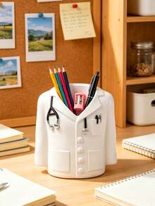 Doctor Coat Pen Holder, Cute Medical Theme Desktop Storage Box, Unique Pen And Stationery Organizer, Ideal Gift For Doctors And Medical Students, Charming Decor For Office, Clinic And Study Space, Back To School Season - B - View 4