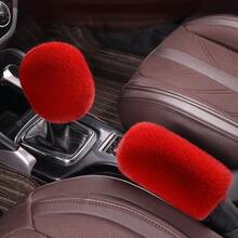 2 piezas Funda de freno de mano y funda de perilla de palanca de cambios de peluche, piel sintética suave, apta para transmisión manual, accesorios universales para automóvil - Unitalla - Ver 12