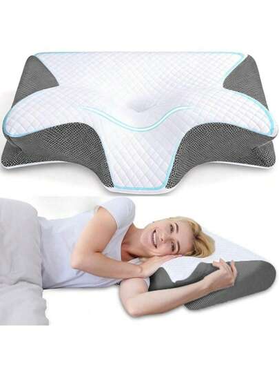 Memory Foam Neck Pillow, Ergonomic Design For Side, Back And Stomach Sleeping, Improve Sleep Quality, With Removable Pillowcase