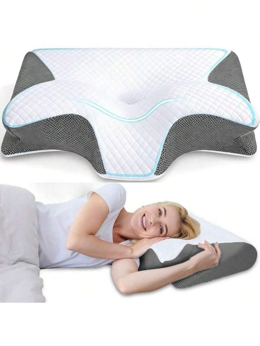Memory Foam Neck Pillow, Ergonomic Design For Side, Back And Stomach Sleeping, Improve Sleep Quality, With Removable Pillowcase
