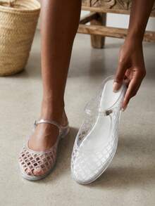 Summer Jelly Sandals For Women, Fashion Jelly Sandals Women, Casual Sandals For Women, Stylish Shoes For Women, Elegant High Heel Sandals, Soft Comfort Summer Shoes, Breathable Daily Outdoor Footwear, All-Match Womens Sandals, Lightweight Ladies Summer Footwear, Perfect Mother Gifts, Chic Casual Party Street Wear For Hot Summer Days - 白色 - 查看 1