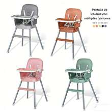 Silla Alta para Bebé Multifuncional 3 en 1, Silla de Comer Ajustable y Plegable con Charola Doble, Silla de Bebé Segura de 6 Meses a 4 Años - Rosa - Ver 3