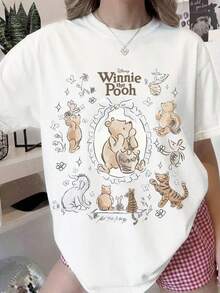 Disney Cartoon Yellow Bear Partner Healing Printed T-Shirt, Suitable For Daily Wear, Easy To Wear In Summer, Micro-Elastic, Soft Round Neck Casual Daily Shirt, Round Neck Summer Sweatshirt, Both Men And Women, Loose Version, Holiday Gifts.--Disneys Disneyland Paris The Magic Kingdom Disneyesque The House Of Mouse Mickey Mouse Empire Modest Summer Outfits Take That T Shirt Summer Coord Tops For Women Summer Summer Clothes Women Summer Clothes Summer Tops Summer Tops Women Summer Co Ord Summer Top Summer Outfits White Top Black Top Holiday Outfits For Women  Tops For Women Summer Holiday Gifts Valentine's Day Gifts Earth Day Gifts Oktoberfest Gifts Summer Bank Holiday Gifts - trắng - Xem 1
