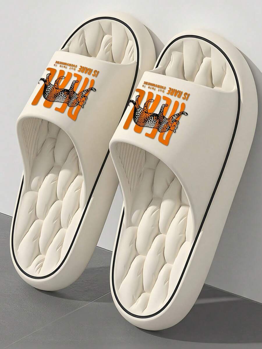 Spring/Summer INS Style Casual Slides, Versatile And Comfortable, Silent And Wear-Resistant Sole, Essential For Home, Hotel, Office, Outdoor Hiking, Lightweight And Long-Wearing Without Foot Fatigue, Unisex - White - View 1