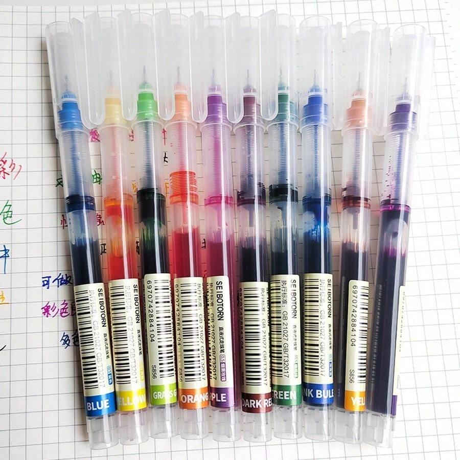 10支 0.5mm彩色原子筆，適用於螢光標記與劃線 - A - 查看 1