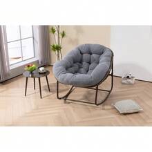 Silla mecedora de ratán para exteriores, sillón reclinable mecedor acolchado para porche delantero. - Gris - Ver 2
