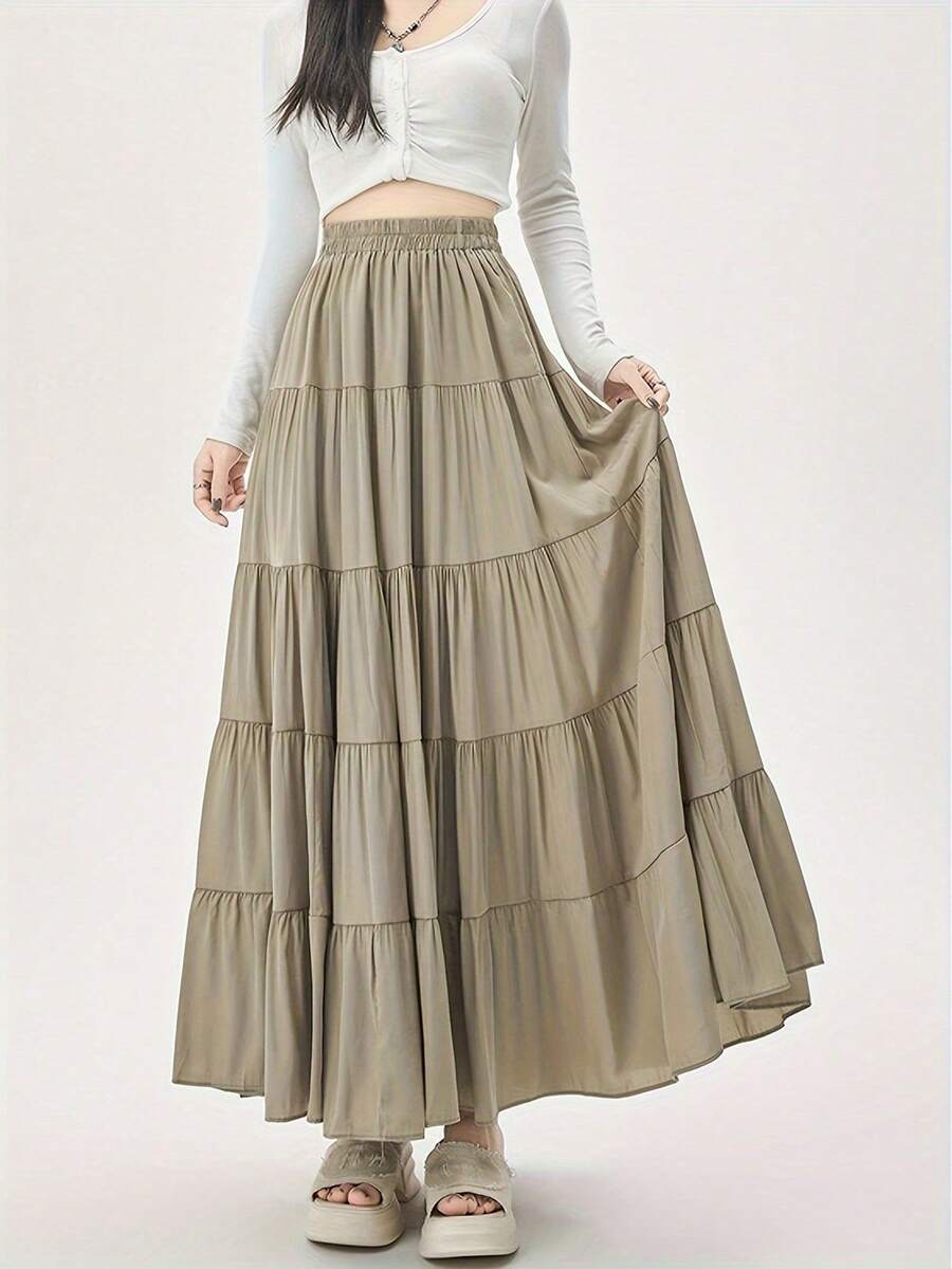 Women Skirts - Khaki - View 1