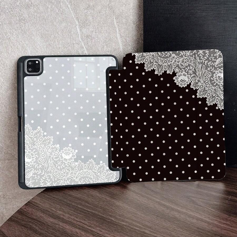 1入 圓點蕾絲印花平板保護殼,相容於 iPad 第10代 10.9吋 2022 智慧保護殼/ Air 13(M3 2025)/ Air 11(M3 2025)/ Air 11(M3 2025)/ 11(A16 2025),自動休眠/喚醒功能/時尚平板配件,相容於 Xiaomi5/5PR/6/6PRO/7/7PRO/Galaxy Tab S10+/S9/A9,相容於 Pad 5/6/7,相容於 Matepad - 彩色 - 查看 1