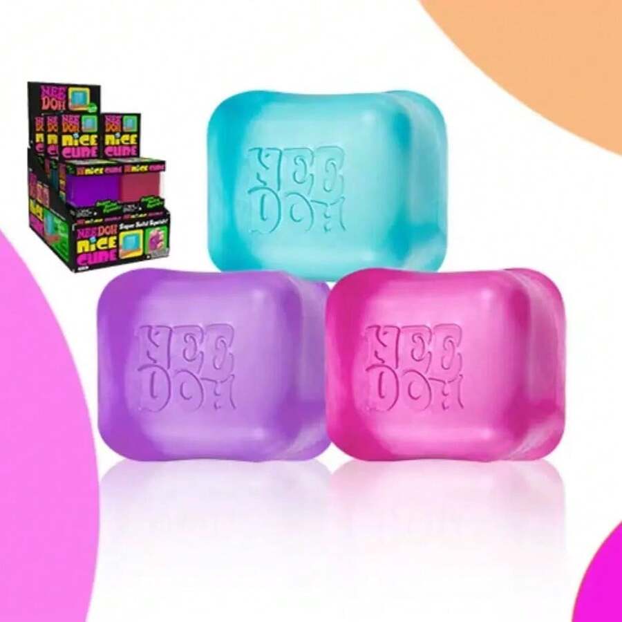 NeeDoh 1pc Đồ chơi bóp xả stress Nee Doh Nice Cube màu sắc mềm dẻo, đồ chơi fidget siêu đặc cho mọi người, đồ chơi bóp giác quan chống lo âu, quà tặng sinh nhật lý tưởng - phù hợp cho trường học, tiệc tùng và các lễ hội khác nhau - Nhiều màu - Xem 1