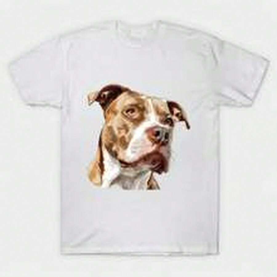Pitbull Dog T-S1Hirt 100% Cotton Uni T-S1Hirt - PI1Um C1Asual And Comfortable Fit - Blanco - Ver 1