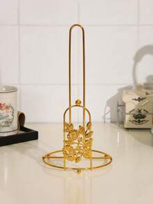 Light Luxury Metal Napkin Holder/Paper Towel Rack, Gold Theme Kitchen Storage Rack, With Metal Tree-Shaped Countertop Towel Rack, Elegant Dining Table Organizer, Space-Saving Design, Suitable For Kitchen, Bathroom - Multicolor - View 9