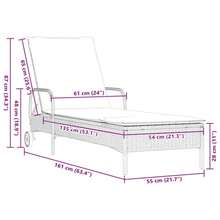Lettino prendisole  con ruote e cuscino, in rattan sintetico, beige - A - Visualizzare 10