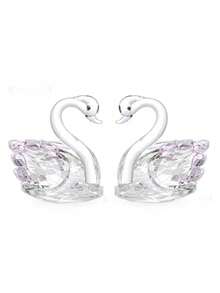 1/2/5/6PCS,Set Of 2 Crystal Swan Figurines Collectible Glass Animal Ornaments Pair Swans Home Living Room Bedroom Decor Sparkling Crystal Gift Ideal Swan Deco Figurine Crystal Figurines Swan Cake Toppe Glass Decor Back School Season Travel Season - Swan - View 17