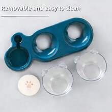 Triple Cat Bowls For Food And Water, Plastic Raised Cat Dishes, Automatic Water Bottle 3 In 1 Pet Bowls 2 Food Bowls And Water Feeder Set Wet Dry Food Bowl Set For Cats Puppy Small Dogs - Transparent Bowl - View 7