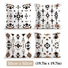 4pcs Bohemian Geometric Pattern 4-Piece Set Single-Sided Printed Throw Pillow Sofa Covers - Peach Skin Velvet Pillowcases, Decorative Pillowcases Suitable For Living Room Sofa Bedroom, Pillow Inserts Not Included - Multicolor - View 13