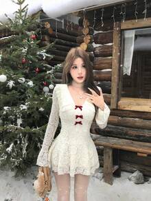 Women Midi Dresses - Apricot - View 5